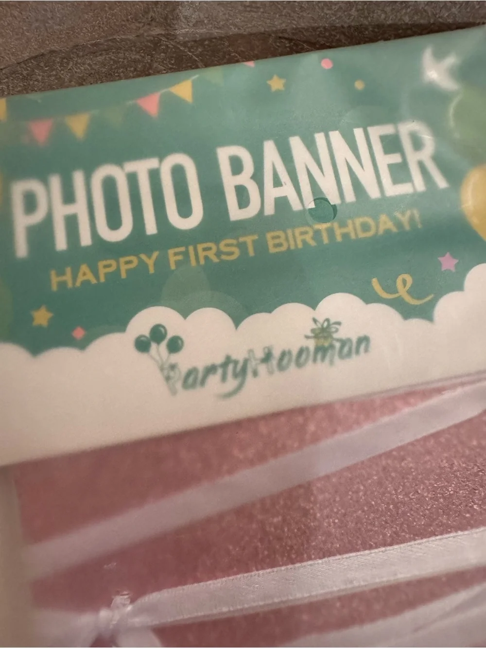 Pink Photo Banner - Happy First Birthday